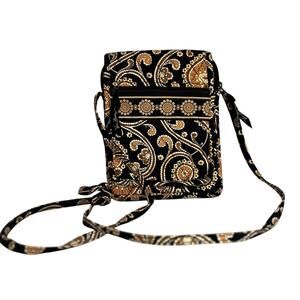 Vera Bradley Crossbody Black & Brown Paisley Quilted Fabric Purse, EUC